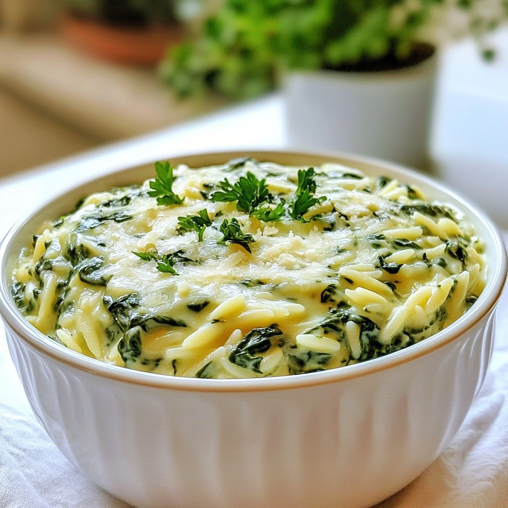 Creamy Spinach Parmesan Orzo Easy and Flavorful Dish