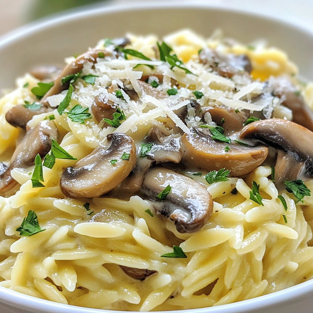 Creamy Mushroom Garlic Orzo Flavorful Dinner Delight