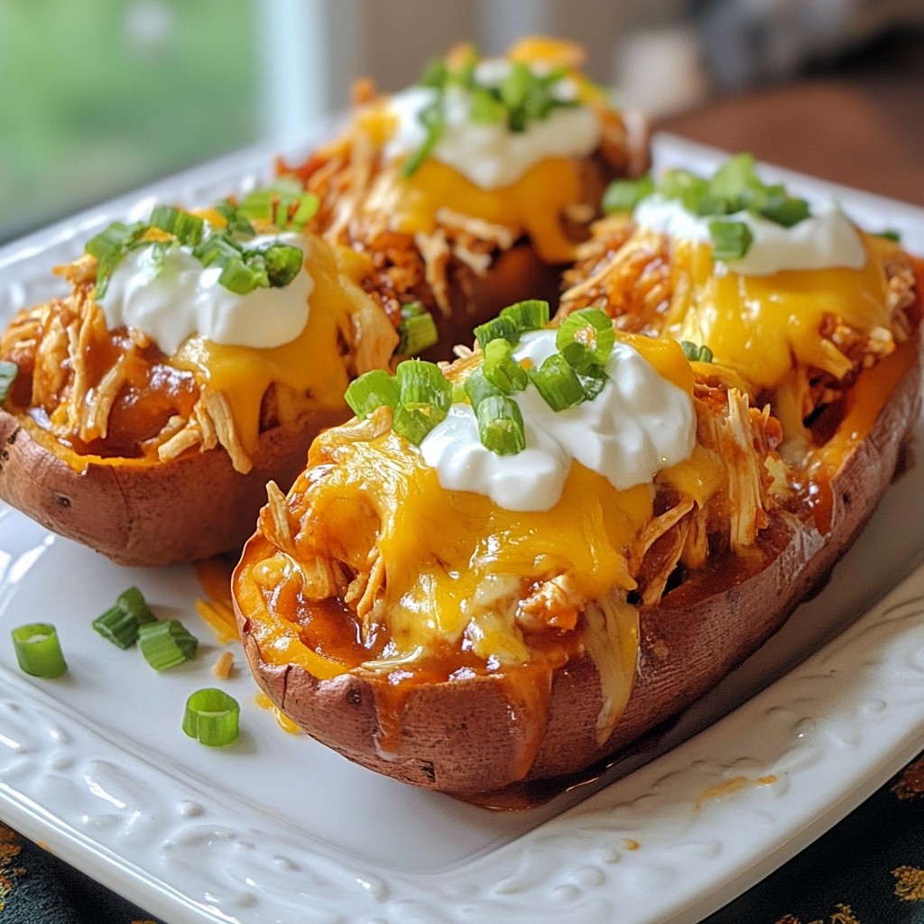 BBQ Chicken Stuffed Sweet Potatoes Tasty and Quick Meal
