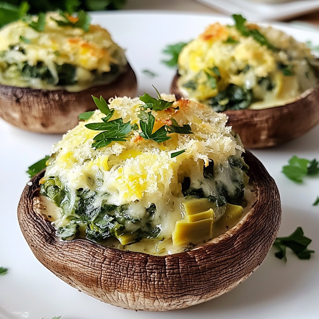 Spinach Artichoke Stuffed Mushrooms Tasty Appetizer
